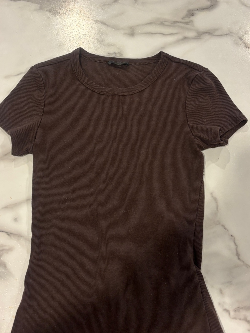 Dynamite Brown Ribbed Short Sleeve Tee